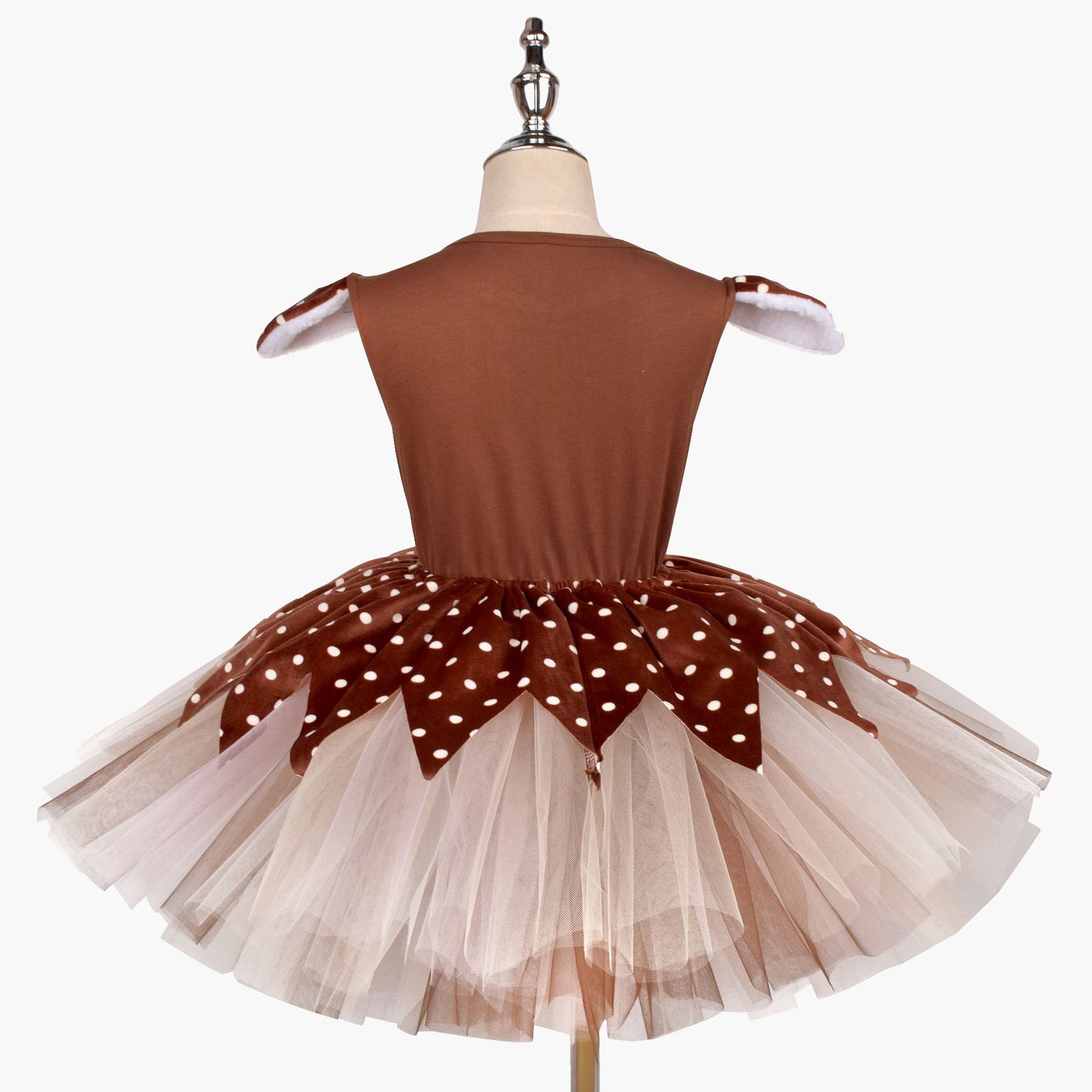 Christmas Reindeer Print Dress Girl's Fluffy Skirt Dress Up Party Photography Dress + Hairbond