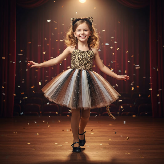 Wild Leopard Animal Role-Playing Costume Mesh Fluffy Skirt Halloween Party Children's dress