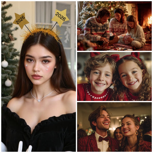2026 New Year Hair Accessories, Holiday Parties Headbands for Adults and Children