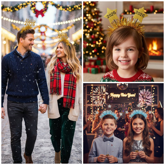 2026 New Year Hair Accessories, Holiday Parties Headbands for Adults and Children