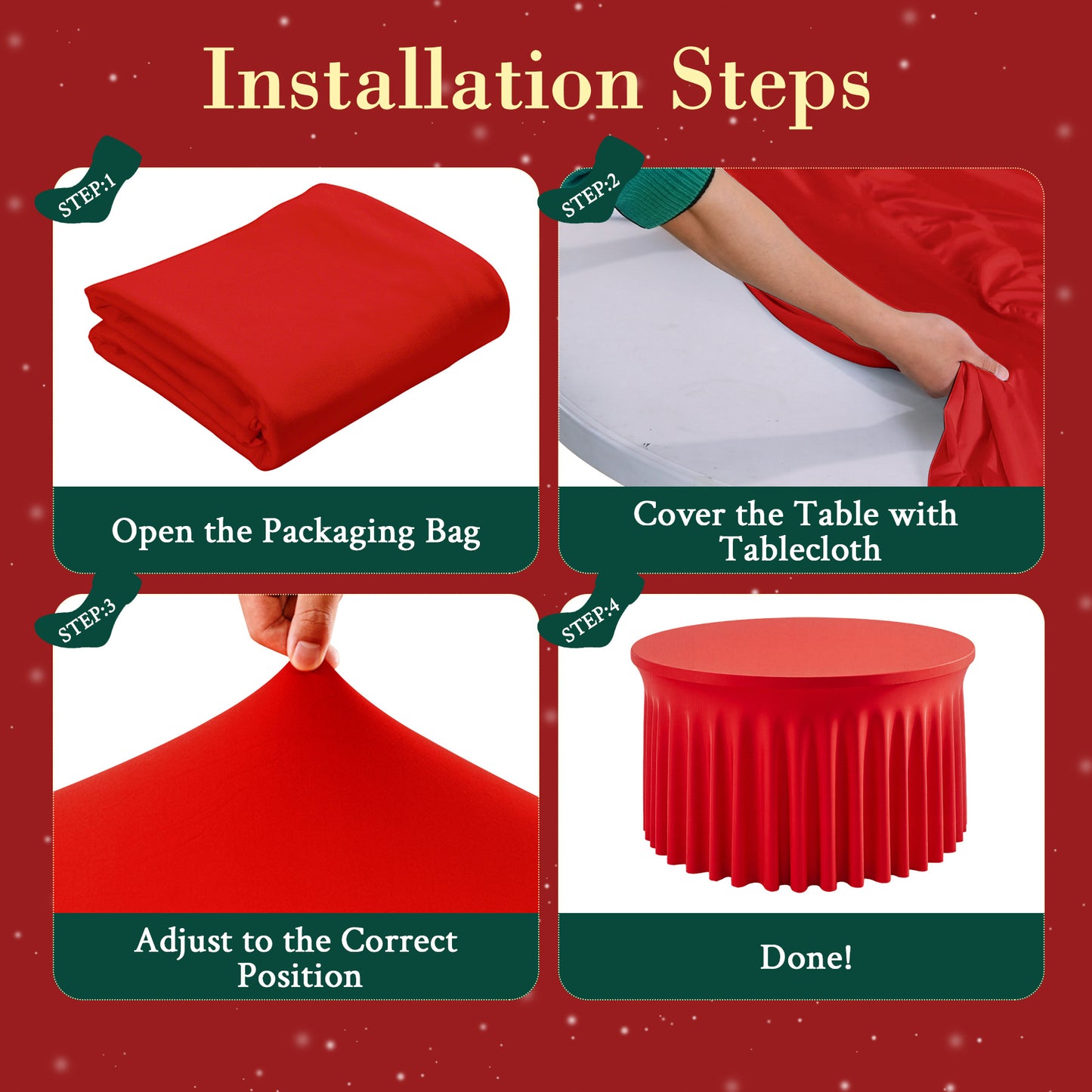 Red Tablecloth Christmas Party Decoration, Party Photography Props, Holiday Venue Layout Tablecloth