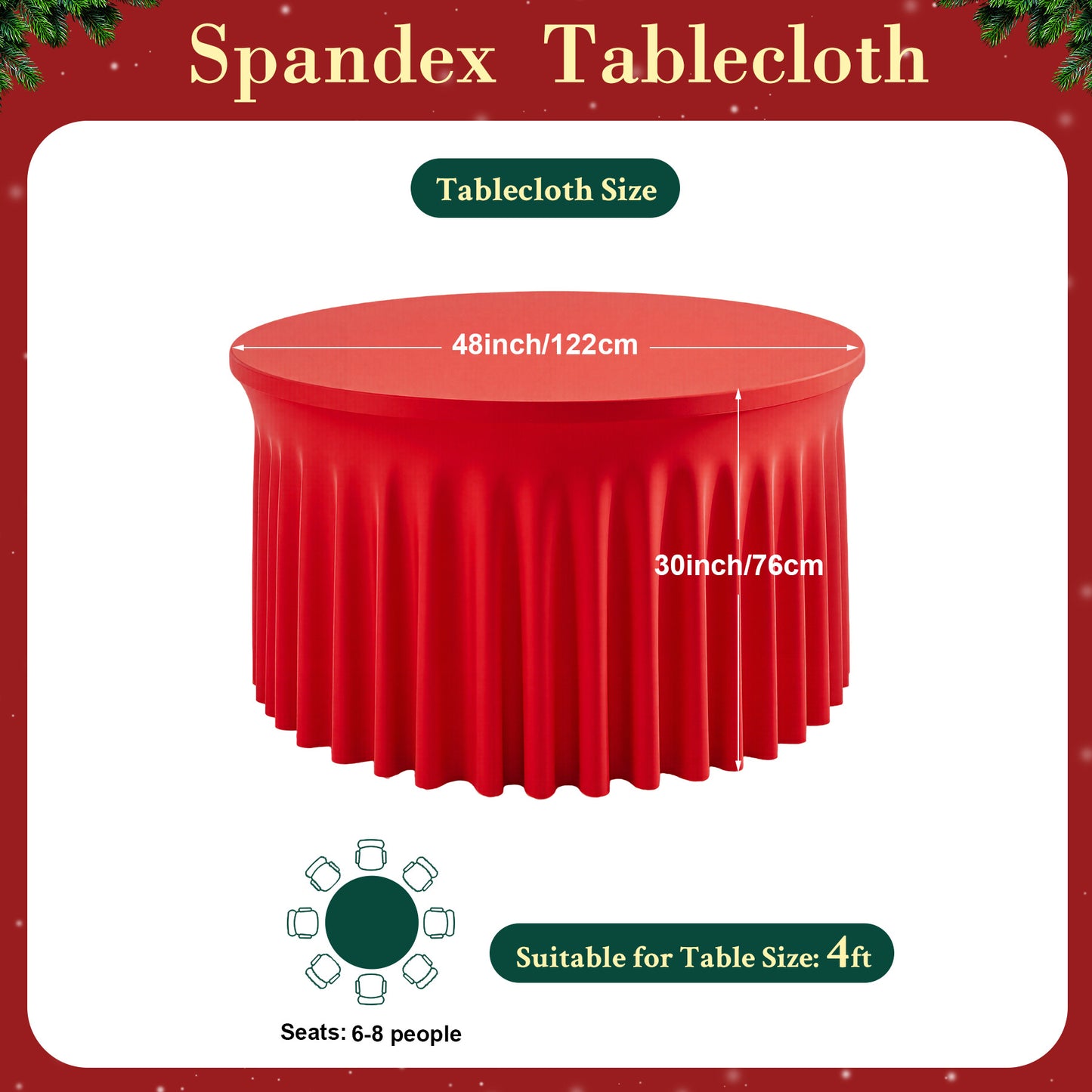 Red Tablecloth Christmas Party Decoration, Party Photography Props, Holiday Venue Layout Tablecloth