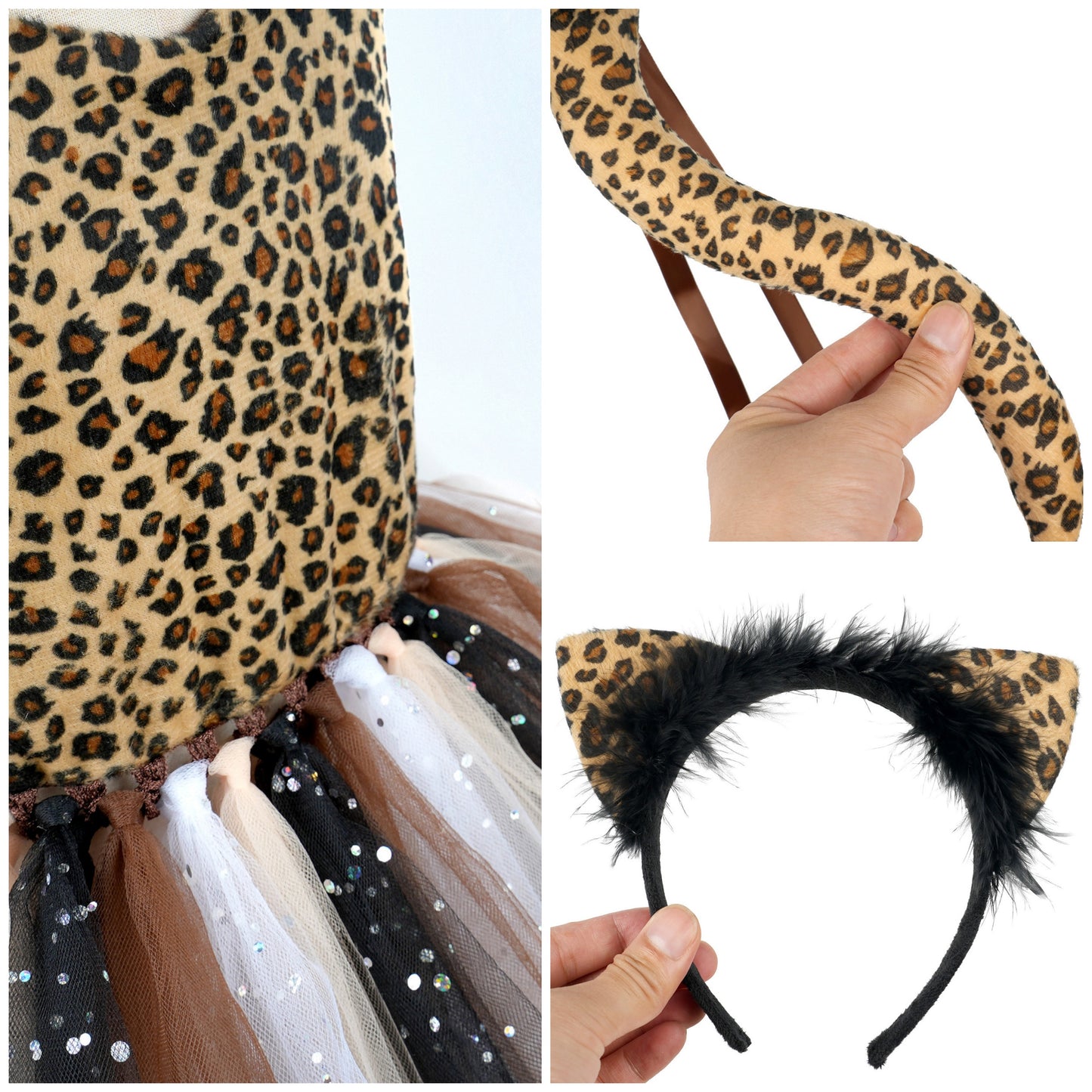 Wild Leopard Animal Role-Playing Costume Mesh Fluffy Skirt Halloween Party Children's dress