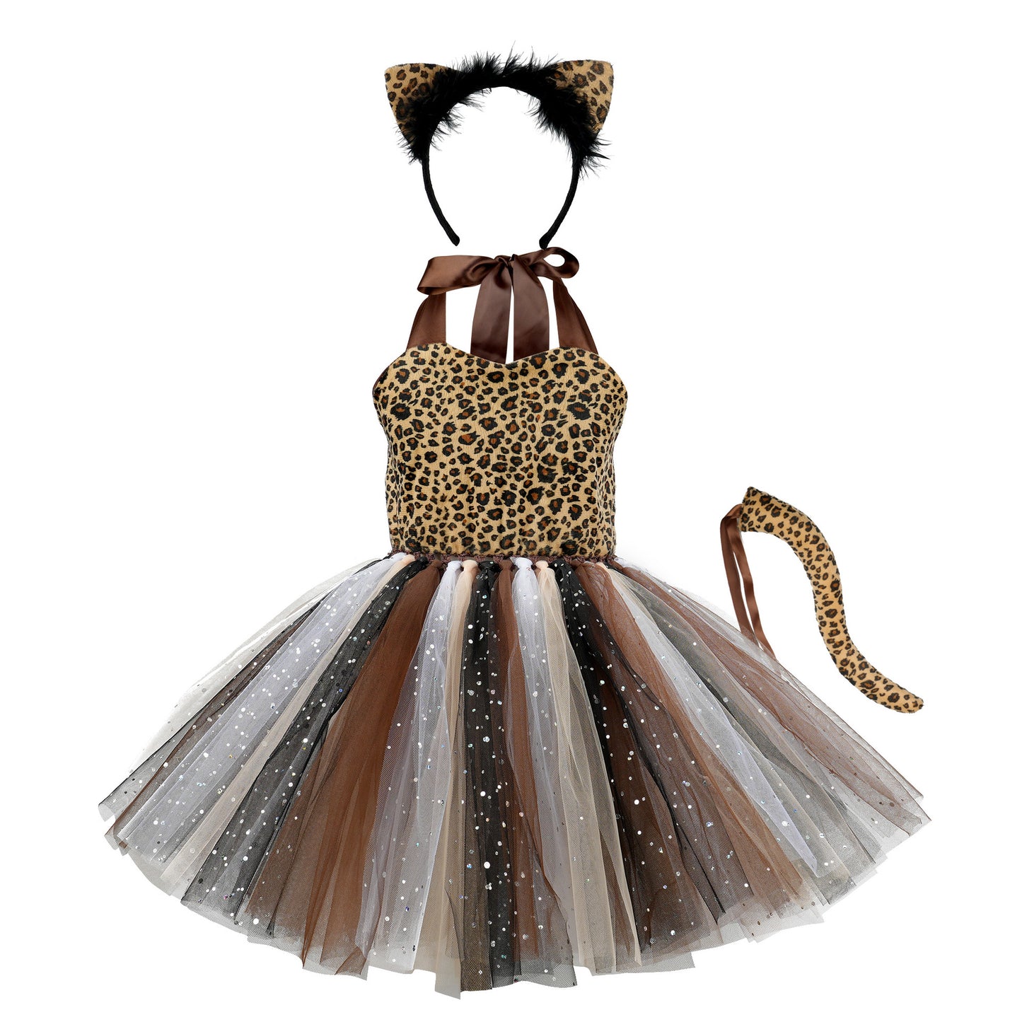Wild Leopard Animal Role-Playing Costume Mesh Fluffy Skirt Halloween Party Children's dress