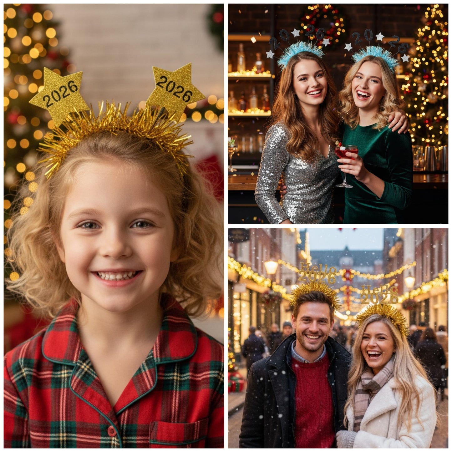 2026 New Year Hair Accessories, Holiday Parties Headbands for Adults and Children