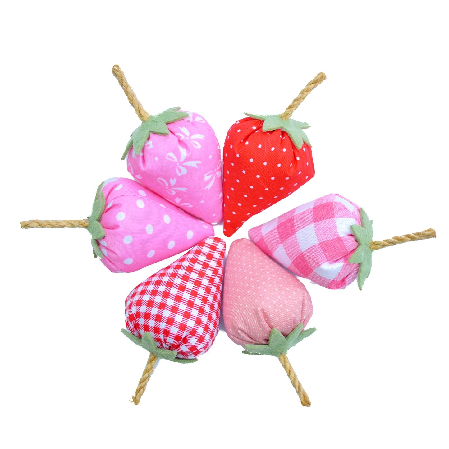 Fabric Strawberry Home Decoration Small Ornament Popular Home Tray Decorations Handmade Gifts 6 PCS