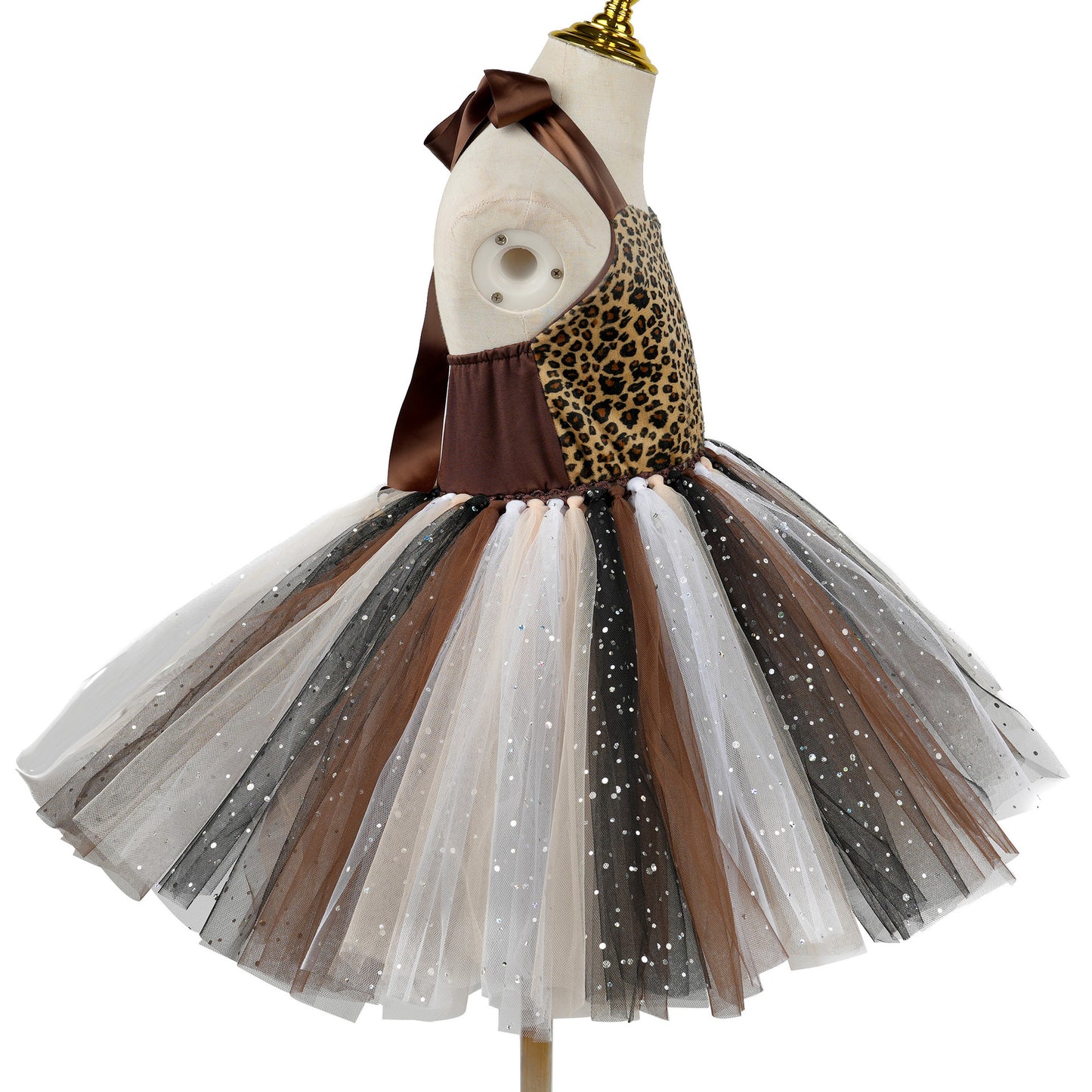 Wild Leopard Animal Role-Playing Costume Mesh Fluffy Skirt Halloween Party Children's dress