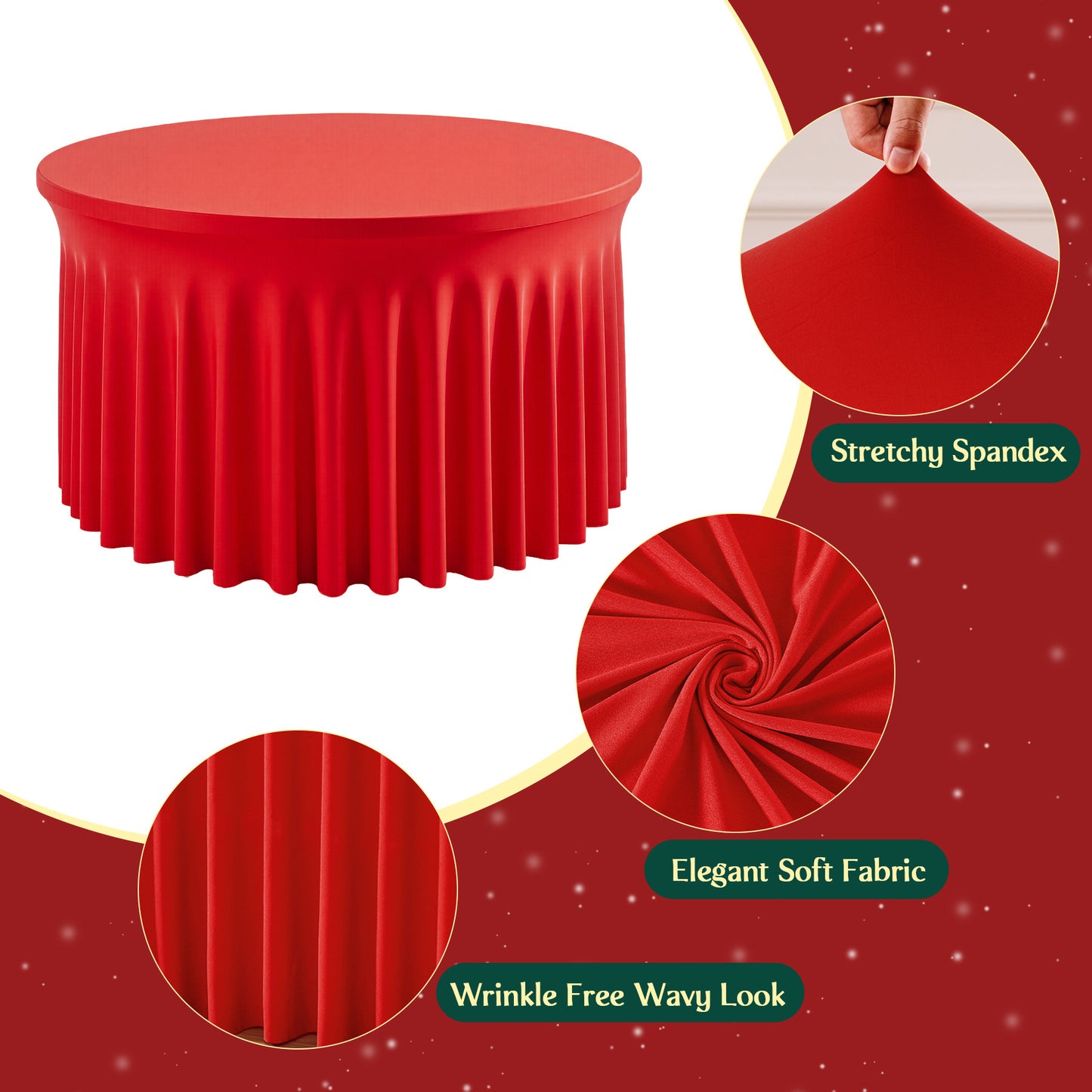 Red Tablecloth Christmas Party Decoration, Party Photography Props, Holiday Venue Layout Tablecloth