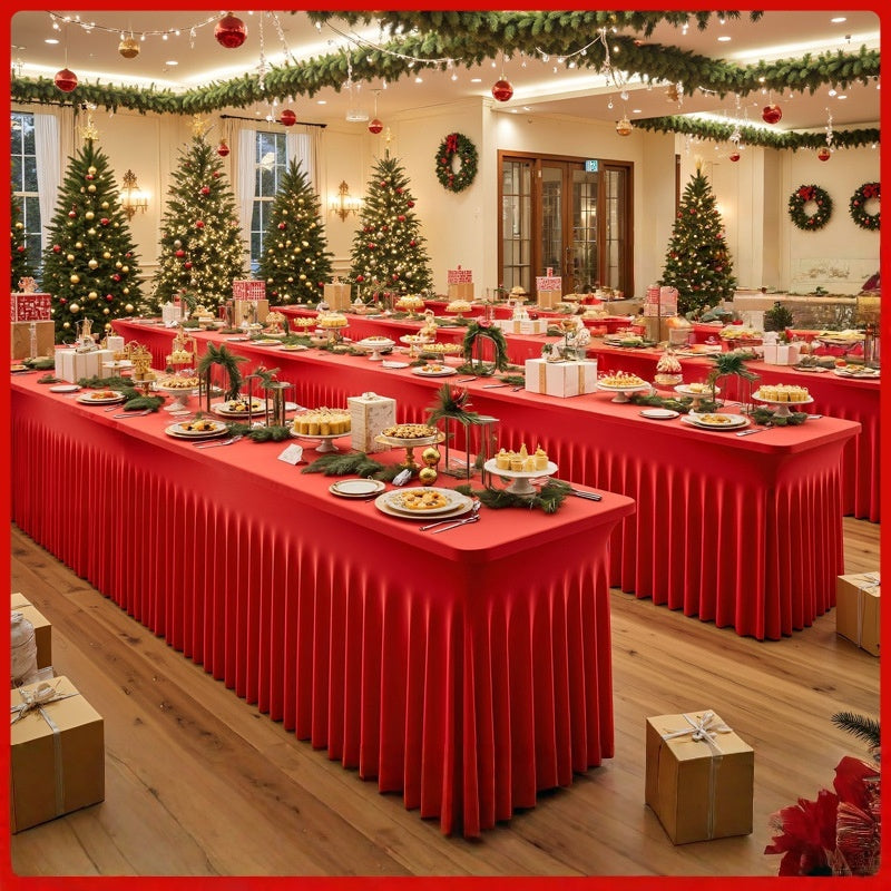 Red Tablecloth Christmas Party Decoration, Party Photography Props, Holiday Venue Layout Tablecloth