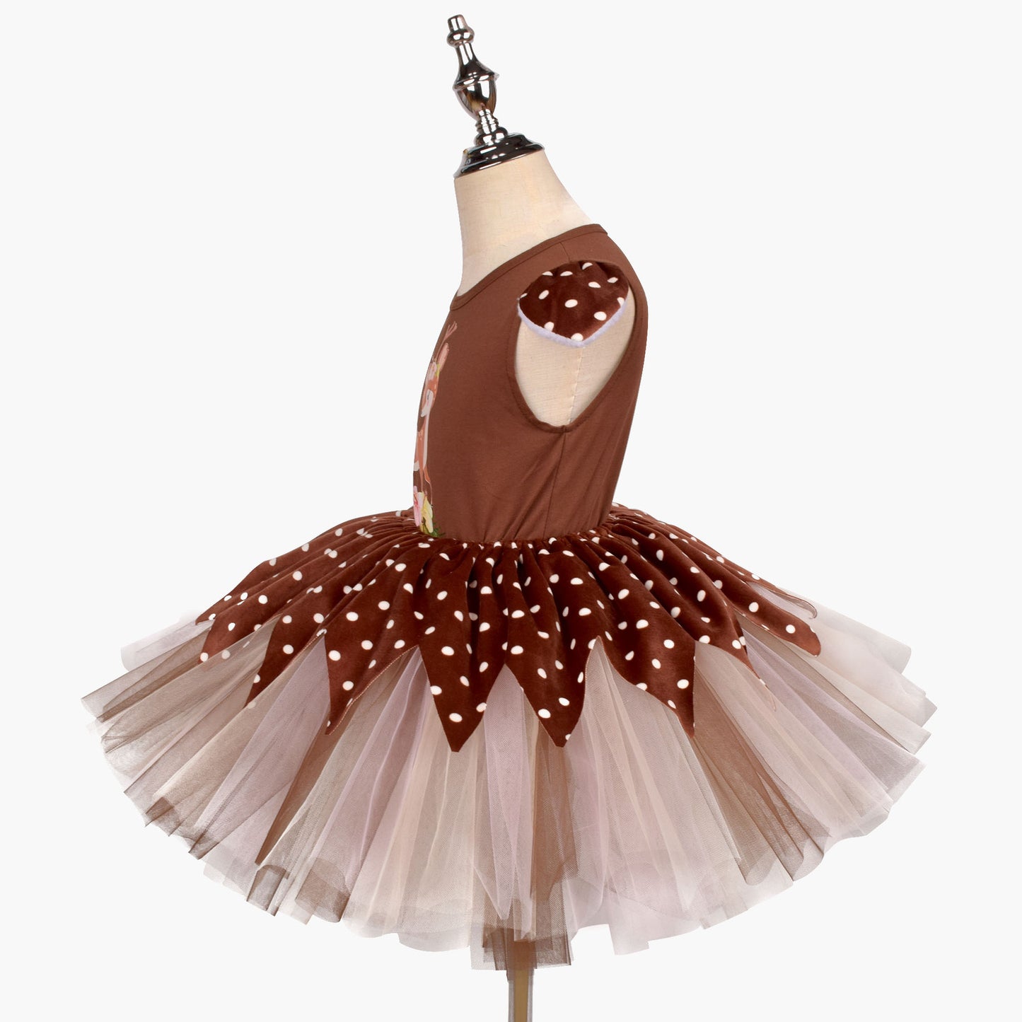 Christmas Reindeer Print Dress Girl's Fluffy Skirt Dress Up Party Photography Dress + Hairbond