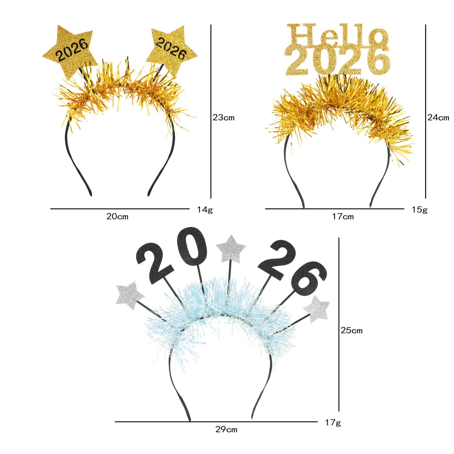 2026 New Year Hair Accessories, Holiday Parties Headbands for Adults and Children
