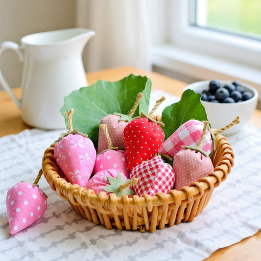 Fabric Strawberry Home Decoration Small Ornament Popular Home Tray Decorations Handmade Gifts 6 PCS
